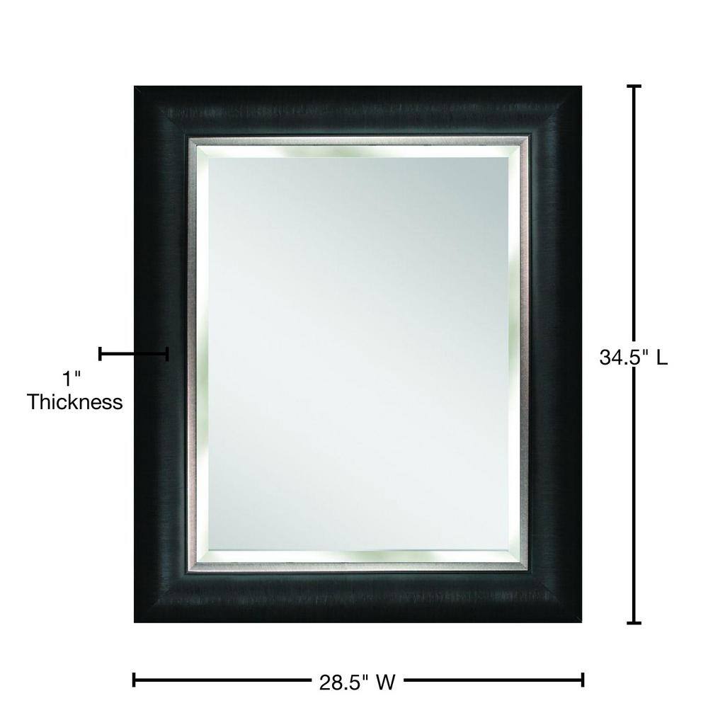 Deco Mirror Alderton 29 in. W x 35 in. H Framed Rectangular Beveled Edge Bathroom Vanity Mirror in BlackSilver 8876