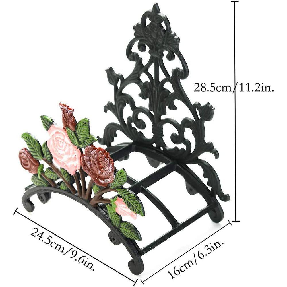 Cubilan Cast Iron Heavy Duty Garden Hose Holder - Decorative Hand-Painted Peony Wall Mounted Water Hose Hanger B07W5TNH1G