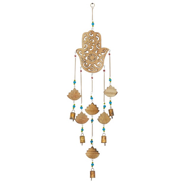 X 7 quot Metal Eclectic Buddha Windchime Brown green blue Olivia amp May