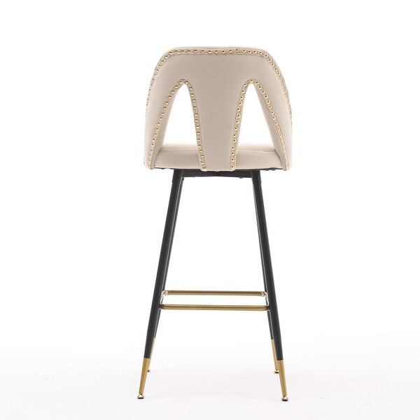 Modern Set of 2 Barstools with Nailheads