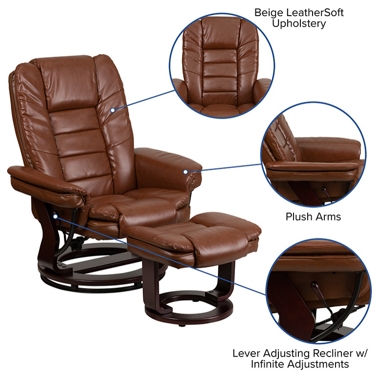 Flash Furniture Recliner With Ottoman  Beige   Contemporary   Recliner Chairs   by Beyond Design  ampMore  Houzz