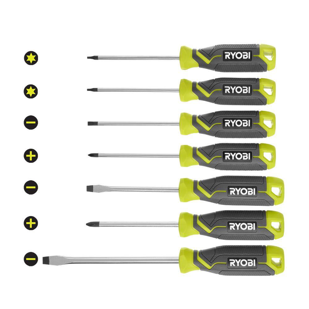 RYOBI Screwdriver Set (7-Piece) with Cushion Grip Handles RHSDS03