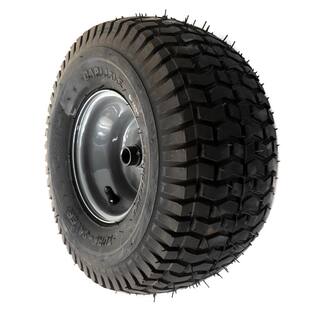 Carlisle 15 in. x 5.00-6 in. Front Wheel Assembly with Square Edge Tire and Grey Rims - Fits Most Riding Lawn Mowers 634-05067-0961