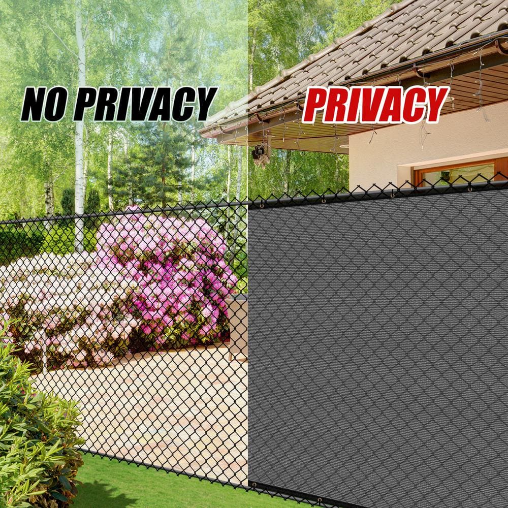 COLOURTREE 6 ft. x 25 ft. Grey Privacy Fence Screen Mesh Fabric Cover Windscreen with Reinforced Grommets for Garden Fence TAP0625-9