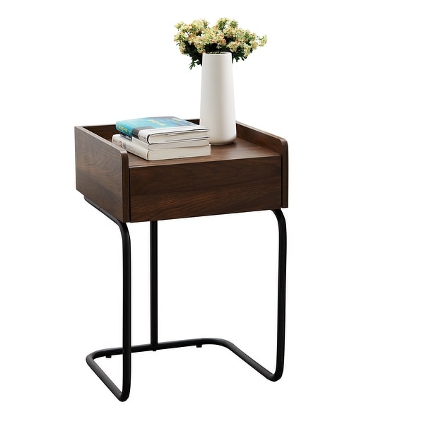 Single Draw Side Table /Side Table/Night Stand， Version With Metal Frame Box，Coffee， Console， Sofa and End Tables