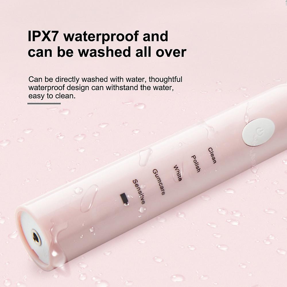 Sa-86 Electric Toothbrush Usb Rechargeable Toothbrush High Frequency Low Noise Timing 5 Modes Adjustable Waterproof 4 Brush Heads Black