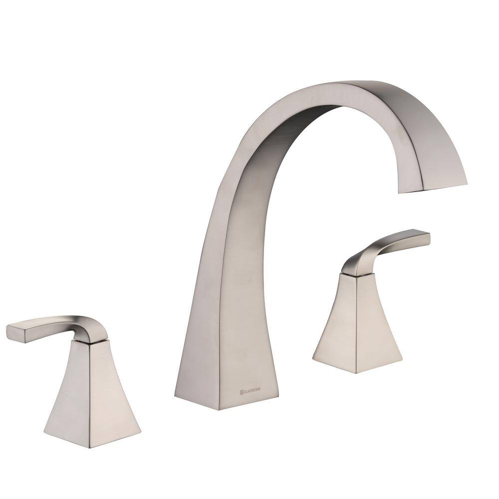 Glacier Bay Leary Curve 2-Handle Deck-Mount Roman Tub Faucet in Brushed Nickel HD65601-5104