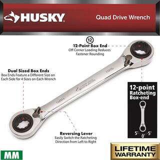 Husky Metric Quad Drive Ratcheting Wrench Set (2-Piece) HQRRW2PCMM