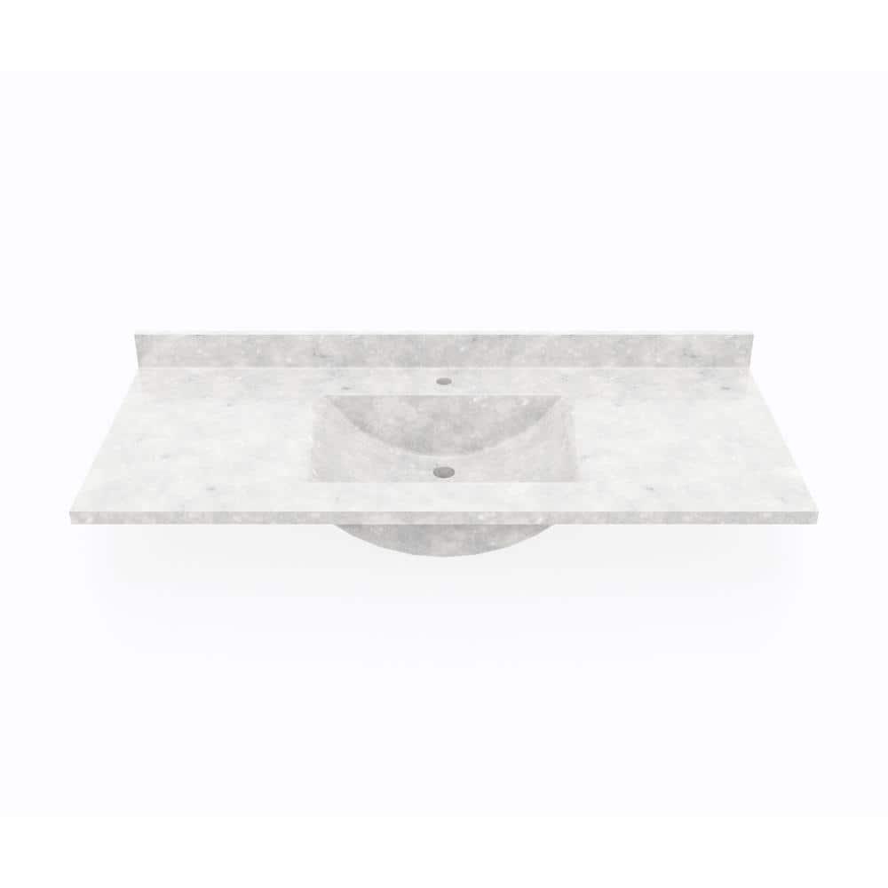 Swan Contour 49 in W x 22 in D Solid Surface Vanity Top with Sink in Ice