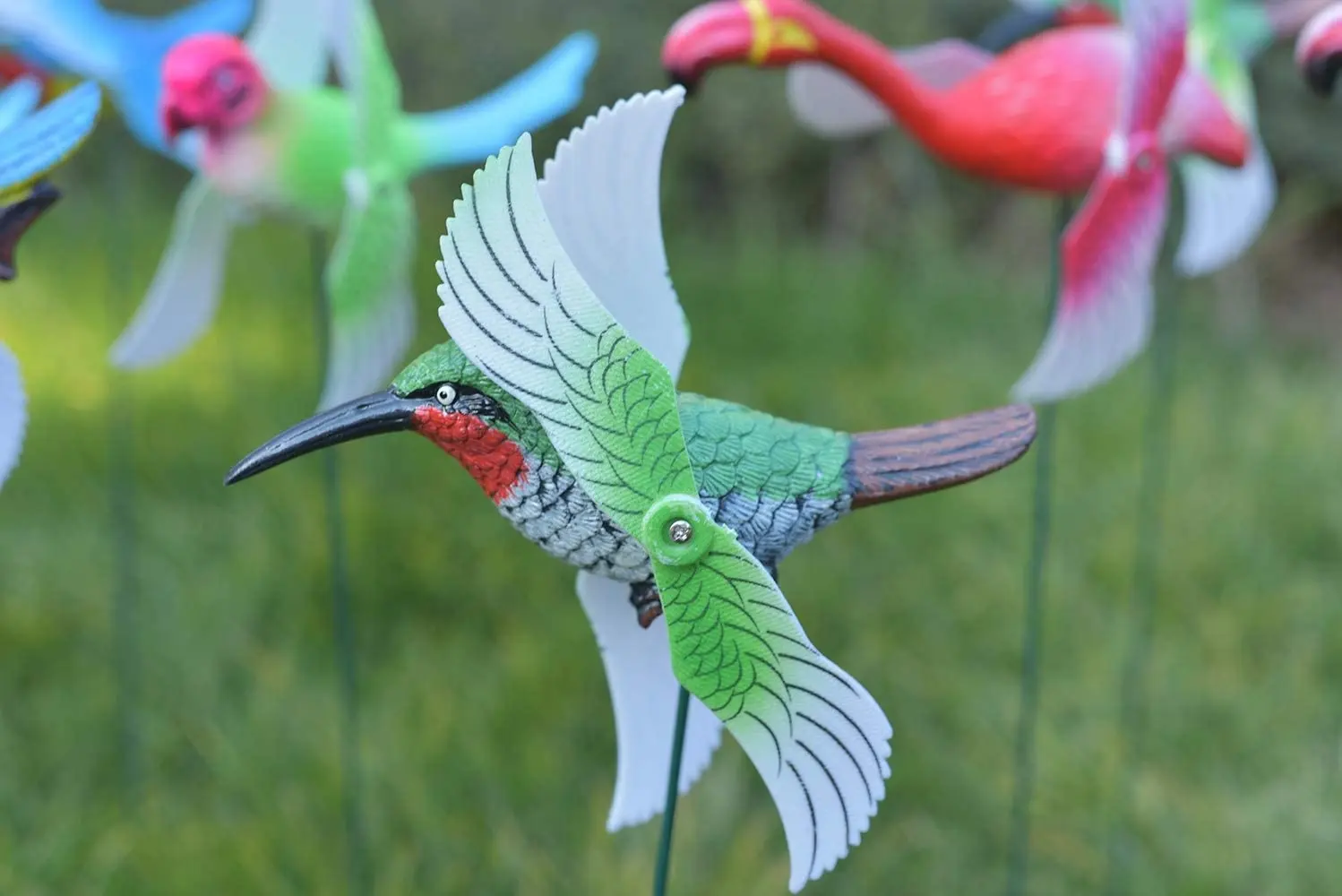 Outdoor supplies kid's toy garden ornament plastic wind spinner bird windmill stick