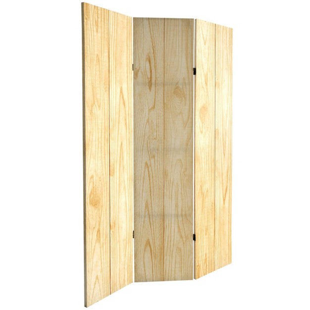 Double Sided Wood Grain Canvas Room Divider Brown Oriental Furniture