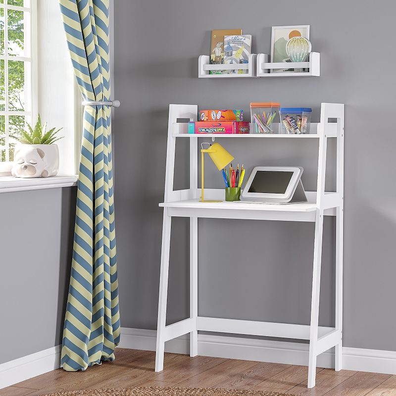 RiverRidge Home Kids Desk with Ladder Shelf Storage and 2 Floating Bookshelves