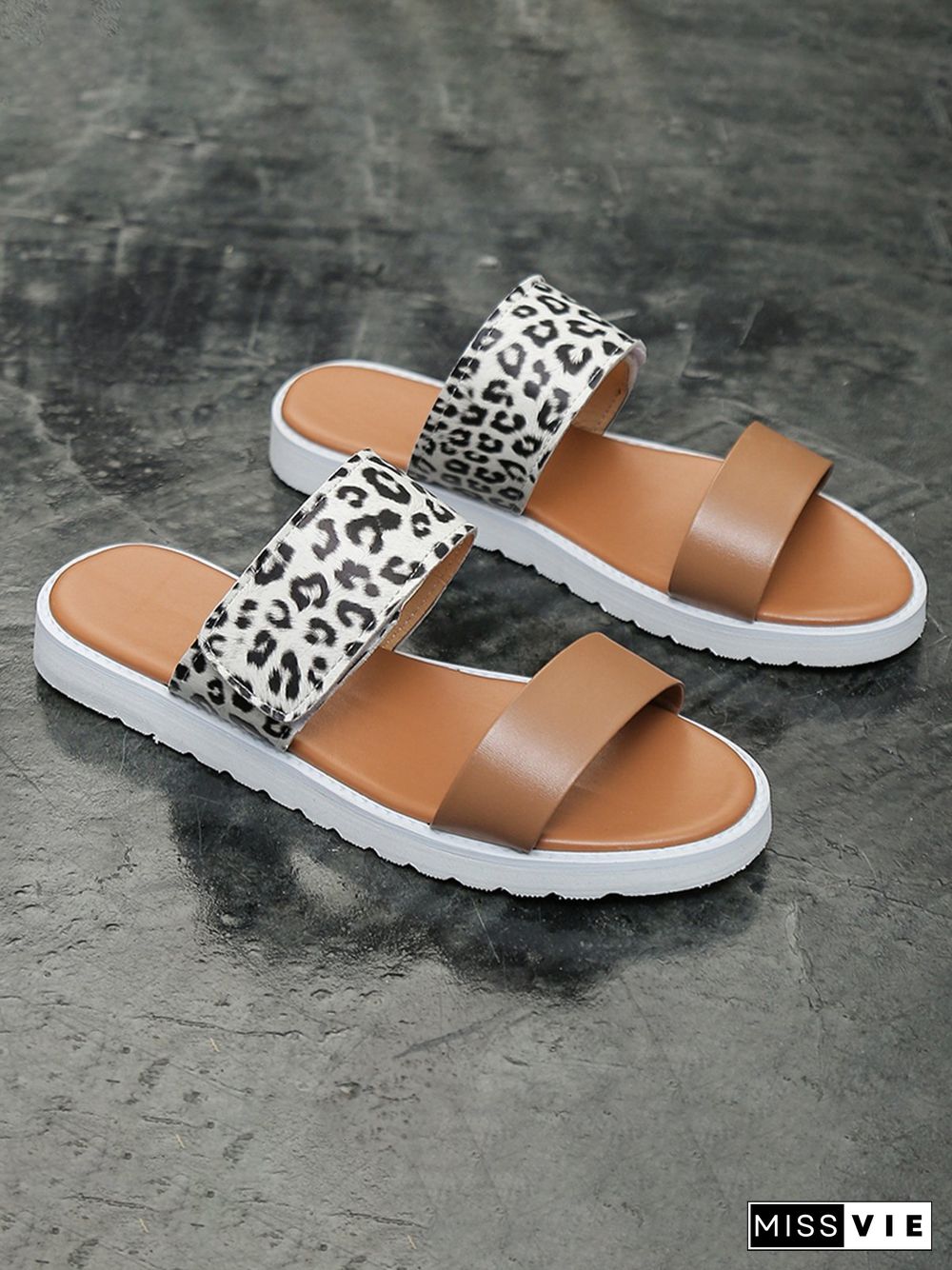 Leopard Print Snake Print Zebra Print Cow Print Strap Casual Slippers