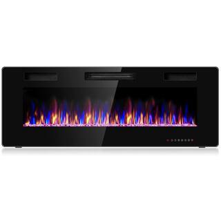 Costway 5100 BTU 50 in. Fireplace Recessed Ultra-Thin Electric Wall-Mounted Heater Furnace with Multicolor Flame GHM0486