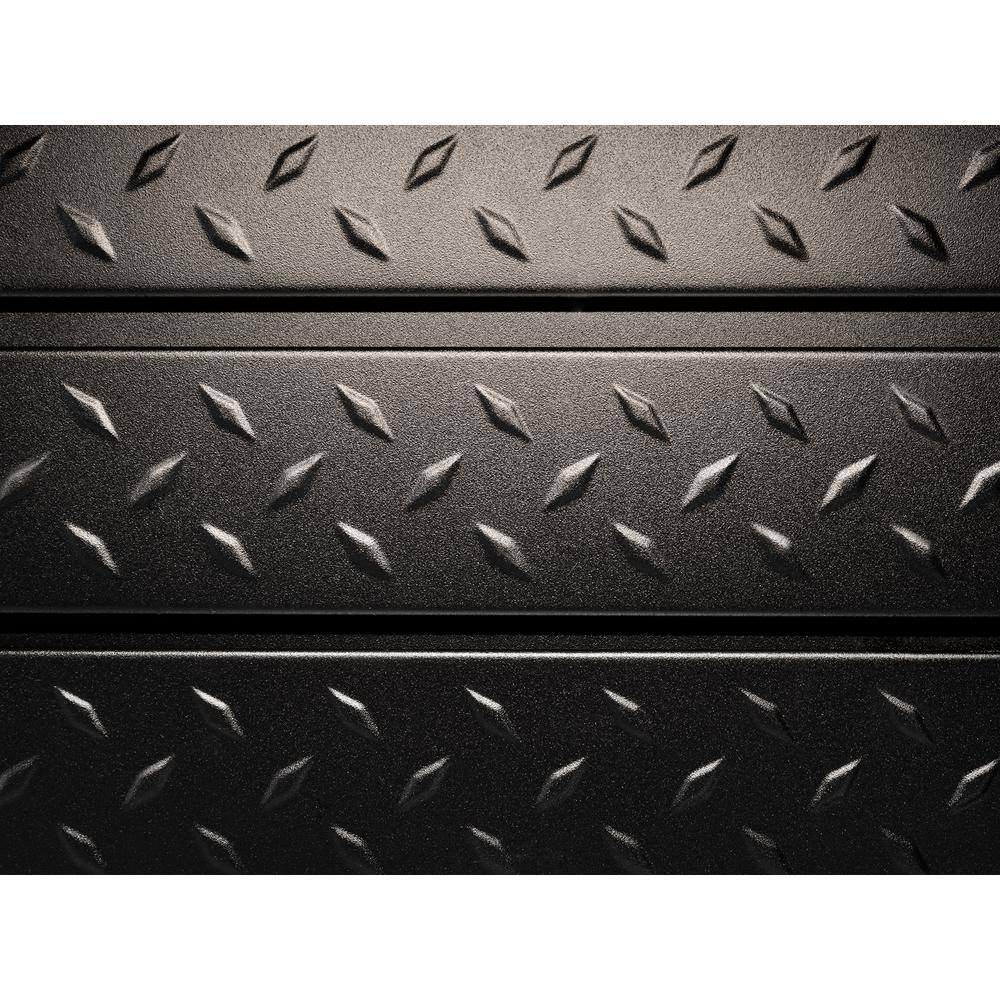 NewAge Products Pro Series 24.5 in. H x 84 in. W Slat Wall Panel Set Diamond Plated Steel Garage Backsplash in Black 51717