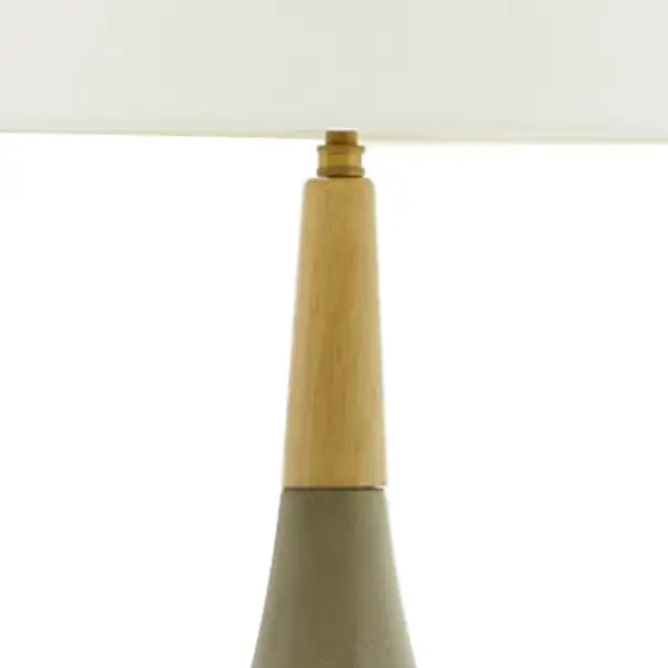 Contemporary Style Concrete Base Table Lamp with Shade， White and Gray