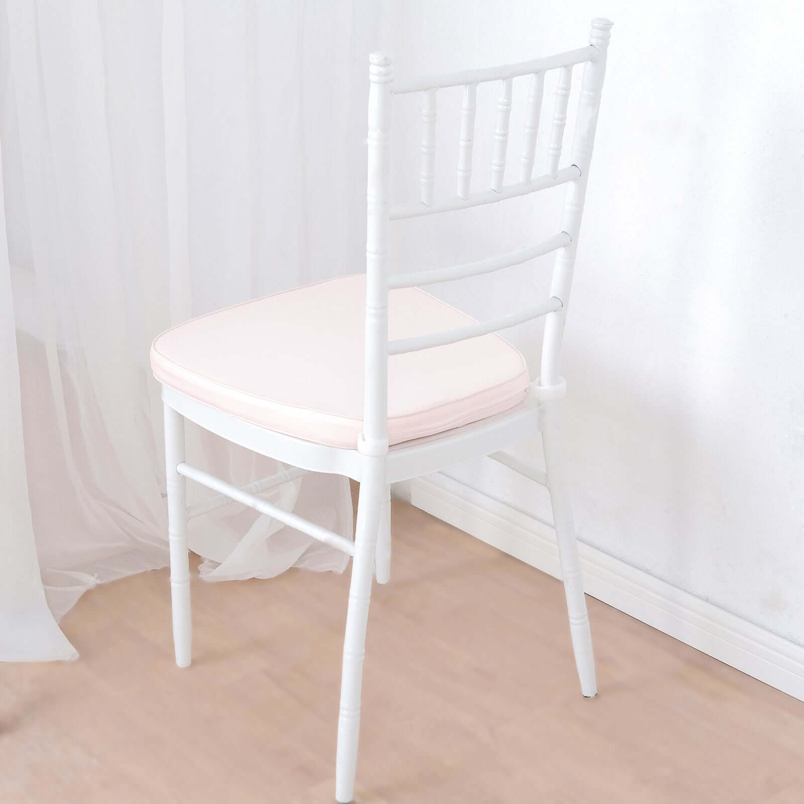 Blush Chiavari Chair Pad, Memory Foam Seat Cushion With Ties and Removable Cover 1.5