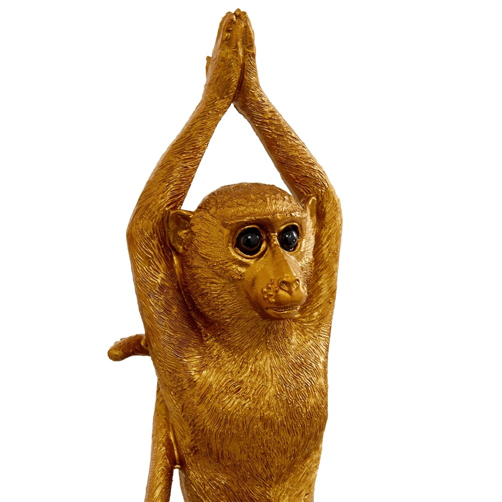 Gold Polystone Monkey Sculpture (Set of 3)   S/3 6.75\