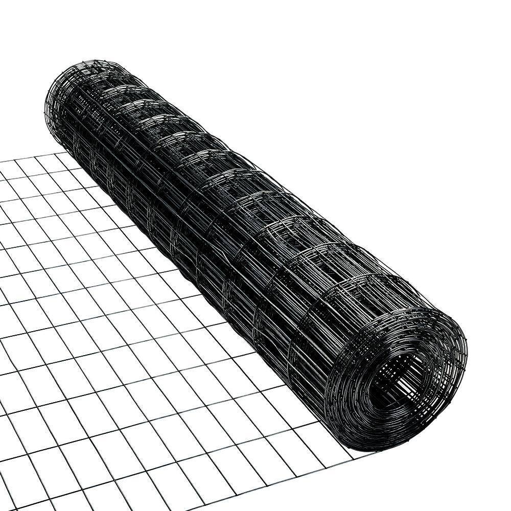 Everbilt 4 ft. x 50 ft. 16-Gauge Black PVC-Coated Steel Welded Wire Garden Fencing 83072