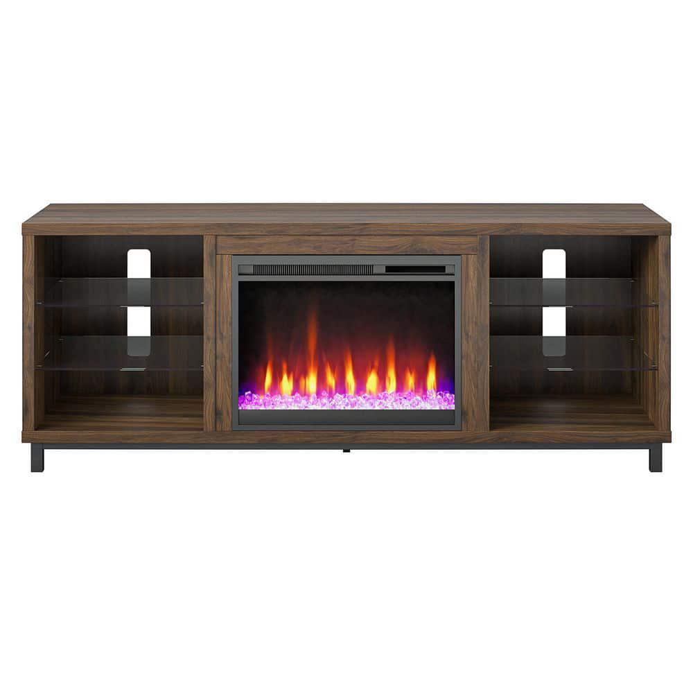 Ameriwood Home Lumina 6475 in Freestanding Electric Fireplace TV Stand in Walnut