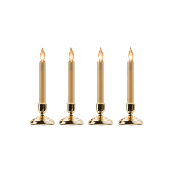 Set of 4 Christmas Window Candle Lamps with Gold Holder 9