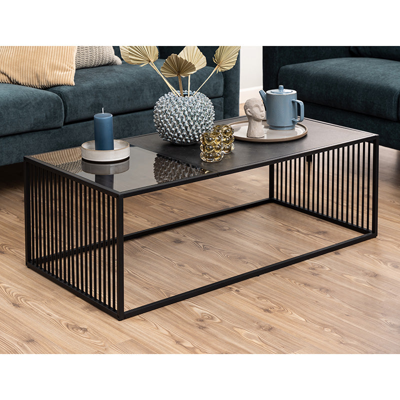 STRINGTON Rectangular Coffee Table 120cm - Black Marble Effect