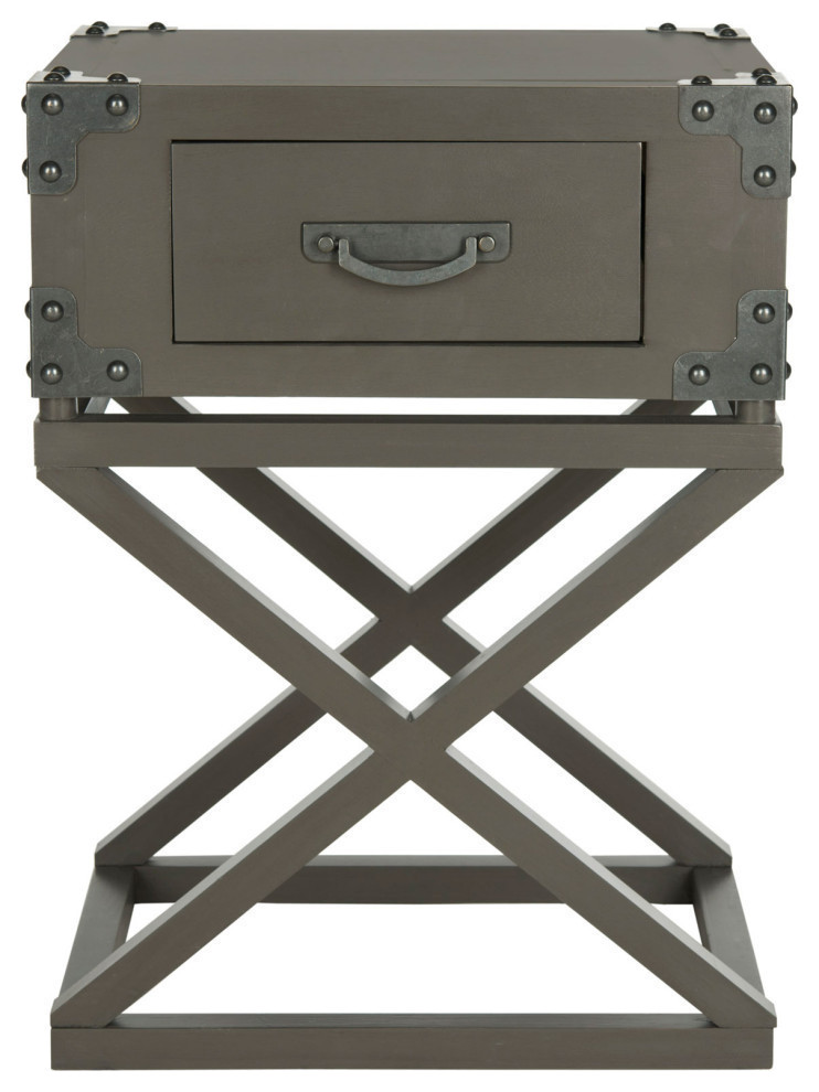 Mullins Accent Table With Storage Drawer  Gray   Industrial   Side Tables And End Tables   by Rustic Home Furniture Deco  Houzz