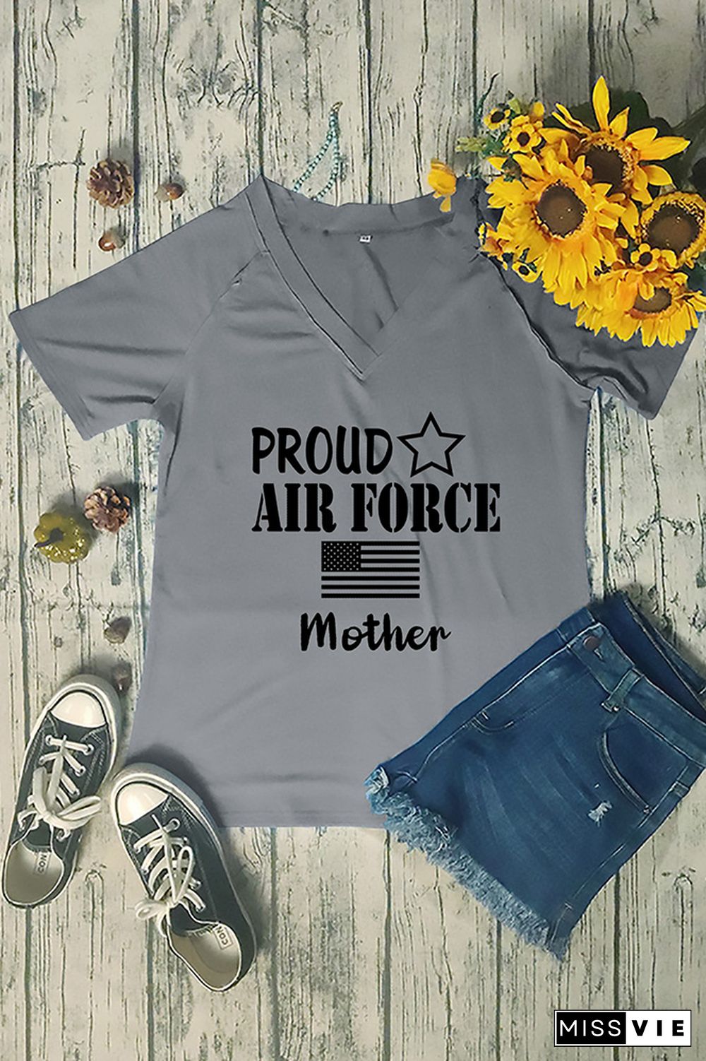 Proud Air Force V Neck Graphic Tee