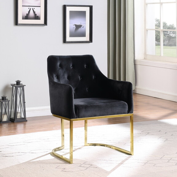 Lozenge Plaid Gold Base Accent Chair W2101128529