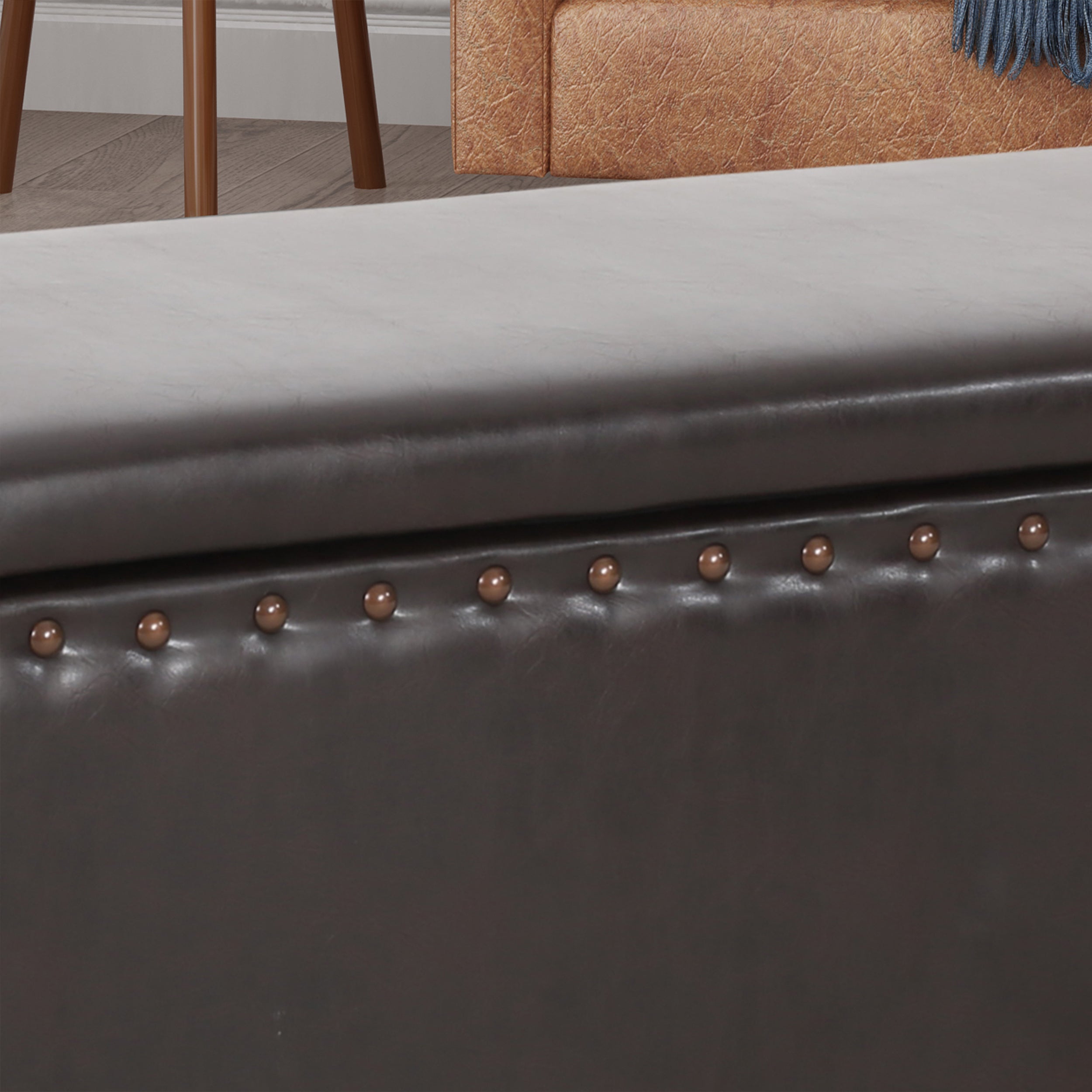 Envy Contemporary Bonded Leather Storage Ottoman