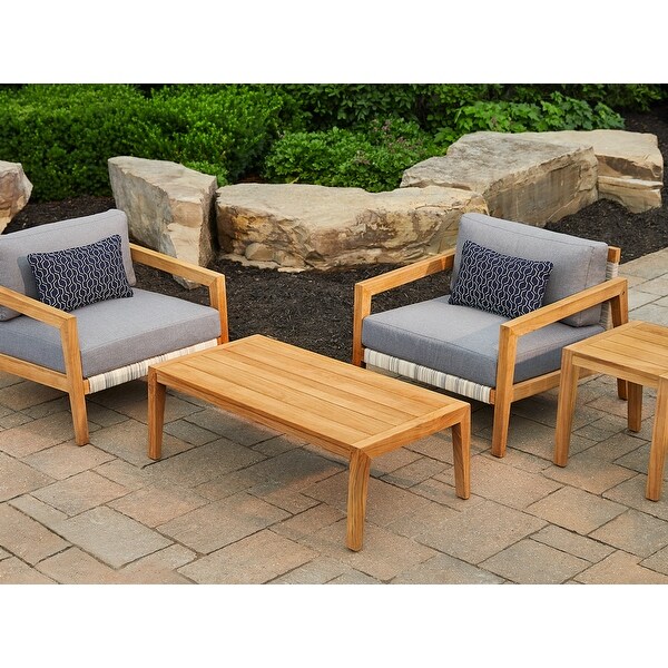 NewAge Products Outdoor Furniture Rhodes Teak Coffee Table and Side Table Set