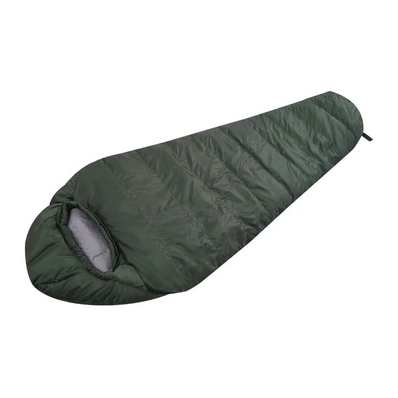 Winter warm 320T polyester thick green windproof soft camping hiking outdoor activity mummy sleeping bag