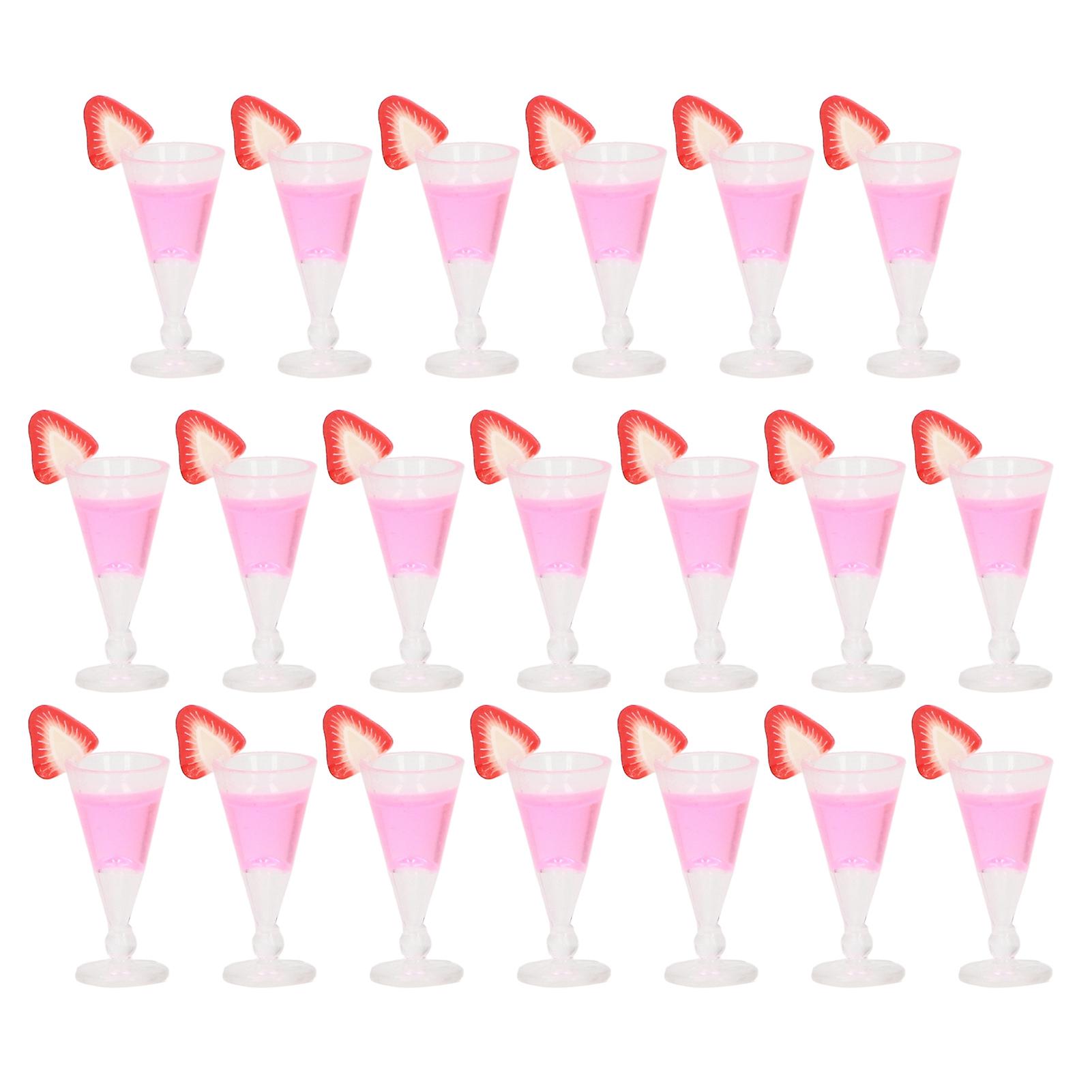 20Pcs Dollhouse Cocktail Glasses Simulation Life Scene 1/12 Scale Mini Cocktail Glasses Toy Doll House Decoration Pink