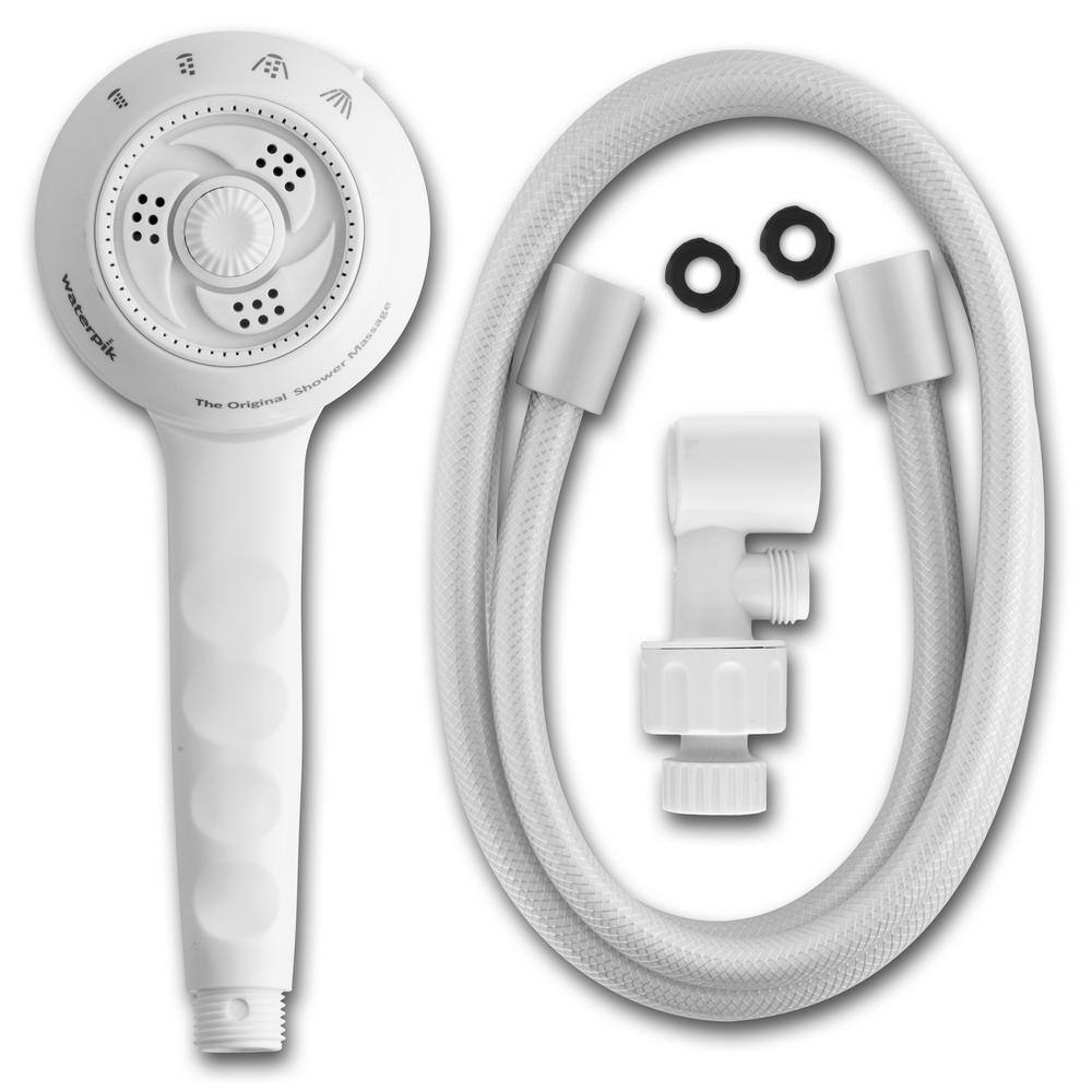 Waterpik 4-Spray 3.3 in. Single Wall Mount Handheld Shower Head in White SM-451