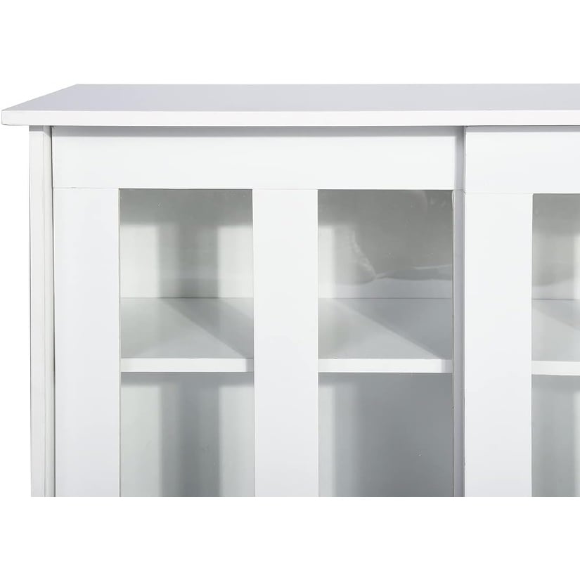 HomyLin White Sideboard Buffet Cabinet with Tempered Glass Doors