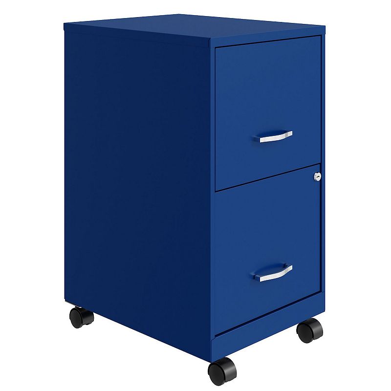 Space Solutions 18 Inch Wide 2 Drawer Mobile Organizer Cabinet for Office， Blue