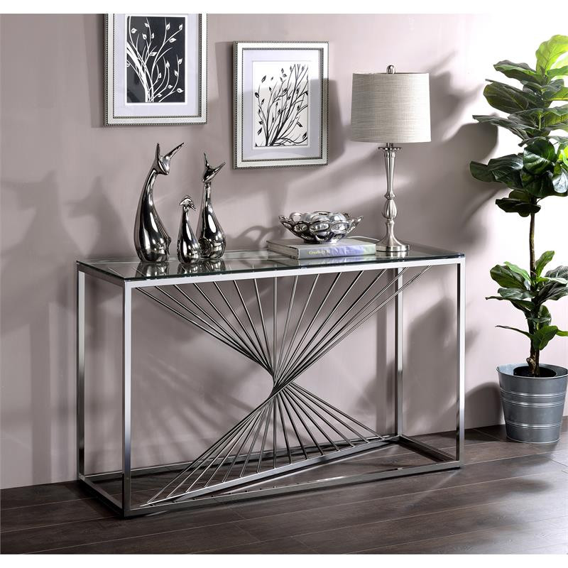 Furniture of America Jonnah Contemporary Glass Top Console Table in Gold   Contemporary   Console Tables   by Homesquare  Houzz