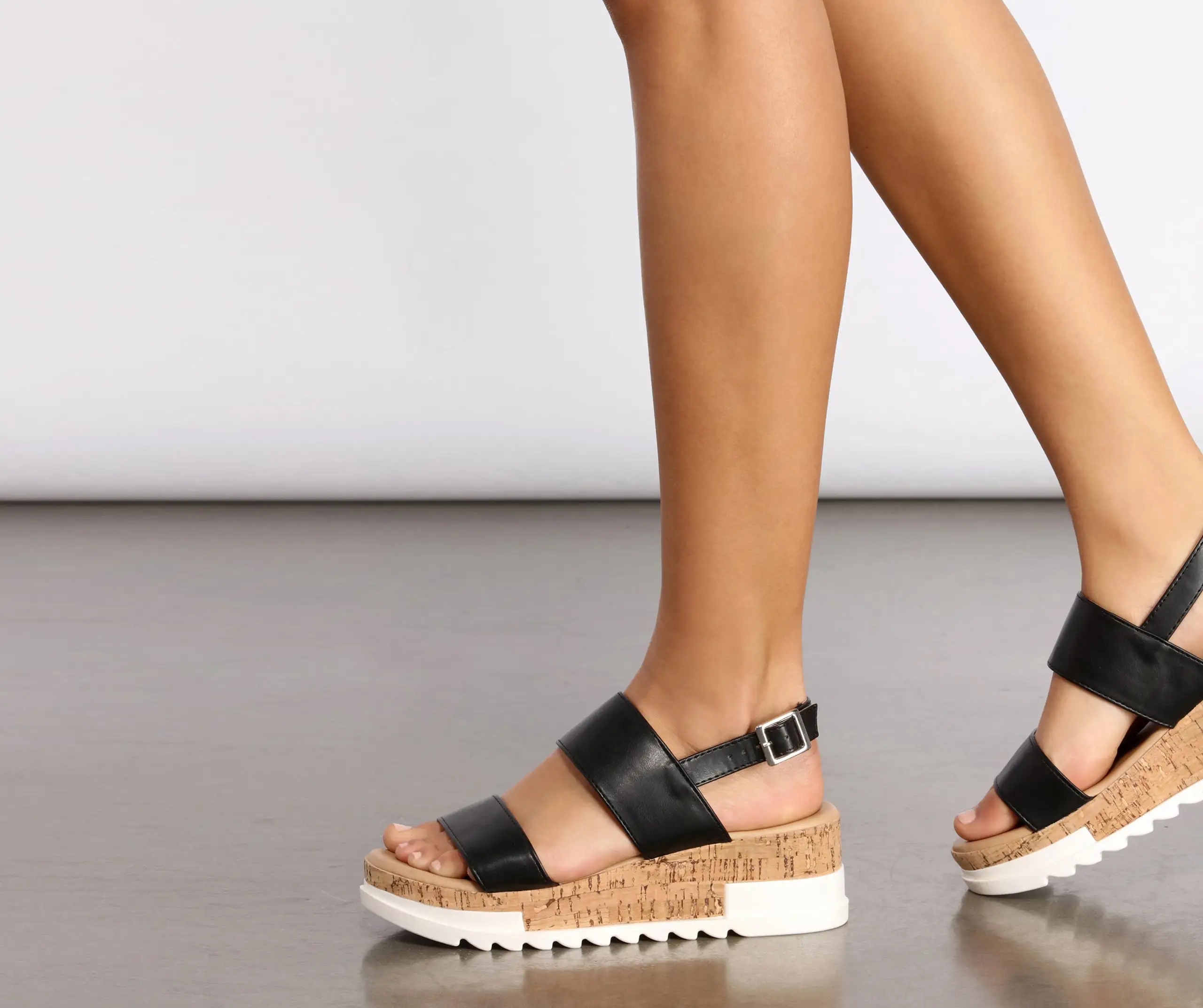 Just In Time Faux Leather Platform Sandals