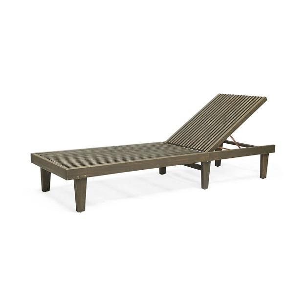 Nadine Wood Patio Chaise Lounge Chair Gray Christopher Knight Home