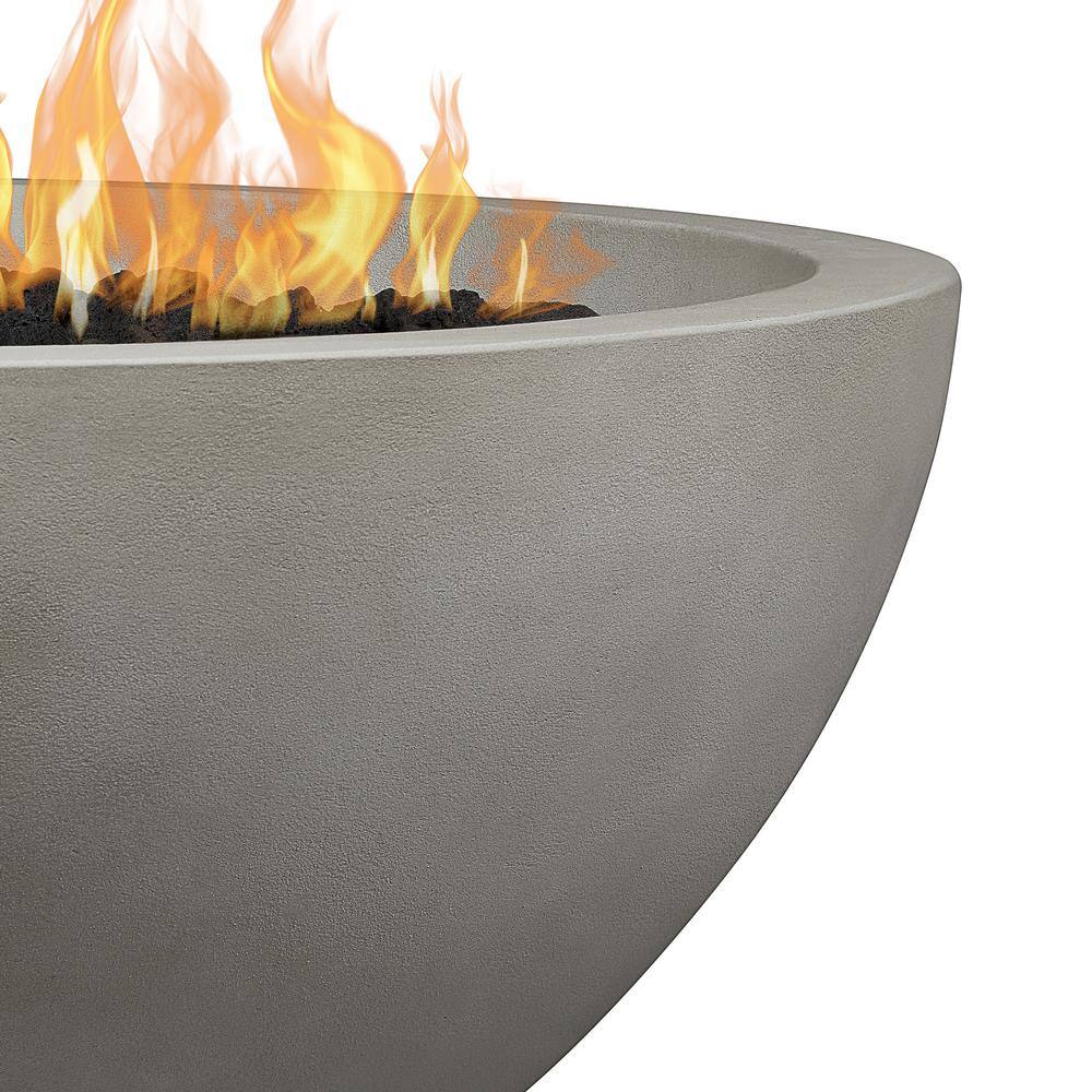 JENSEN CO Pompton 42 in. Round Concrete Composite Natural Gas Fire Pit in Shade with Vinyl Cover 132NG-SHD