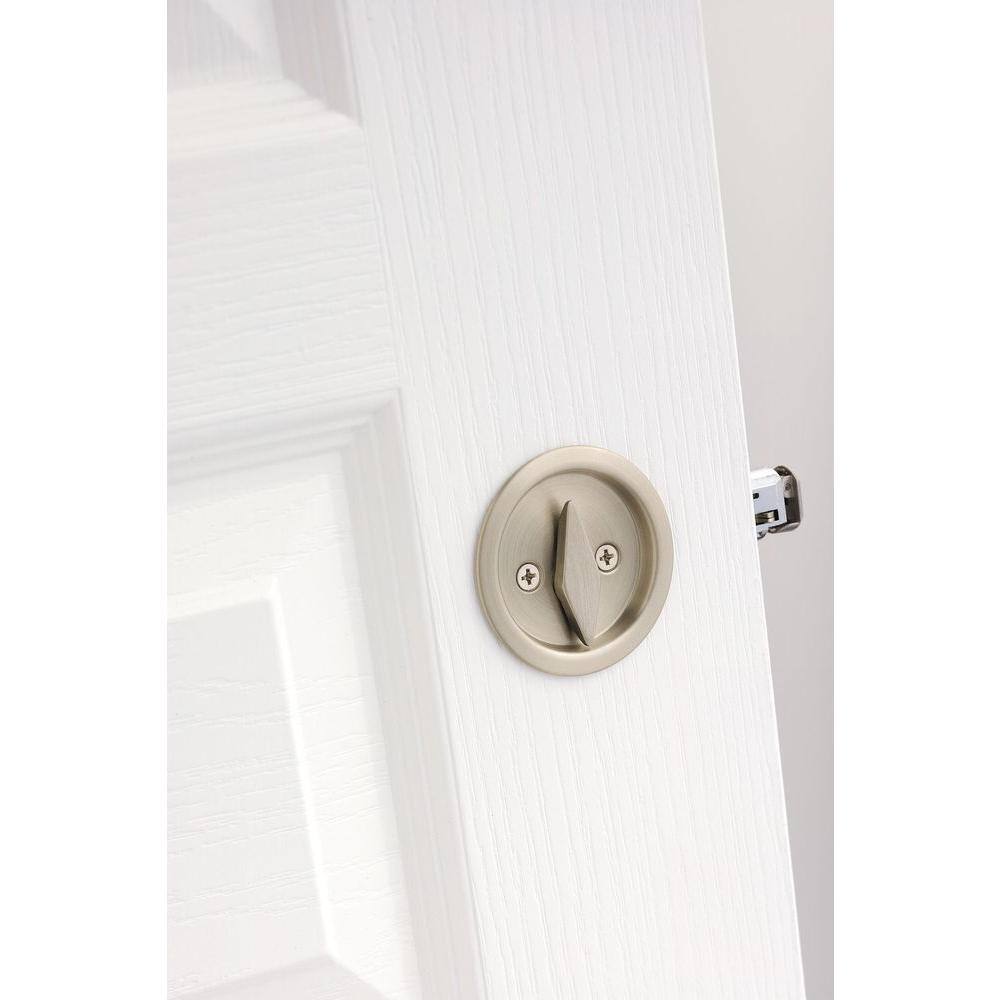 Kwikset Round Satin Nickel BedBath Pocket Door Lock 335 15 RND PCKT DR LCK