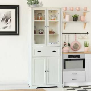 VEIKOUS 72 in. H Off-White Kitchen Storage Pantry Cabinet Closet with Doors and Adjustable Shelves HP0405-11WH