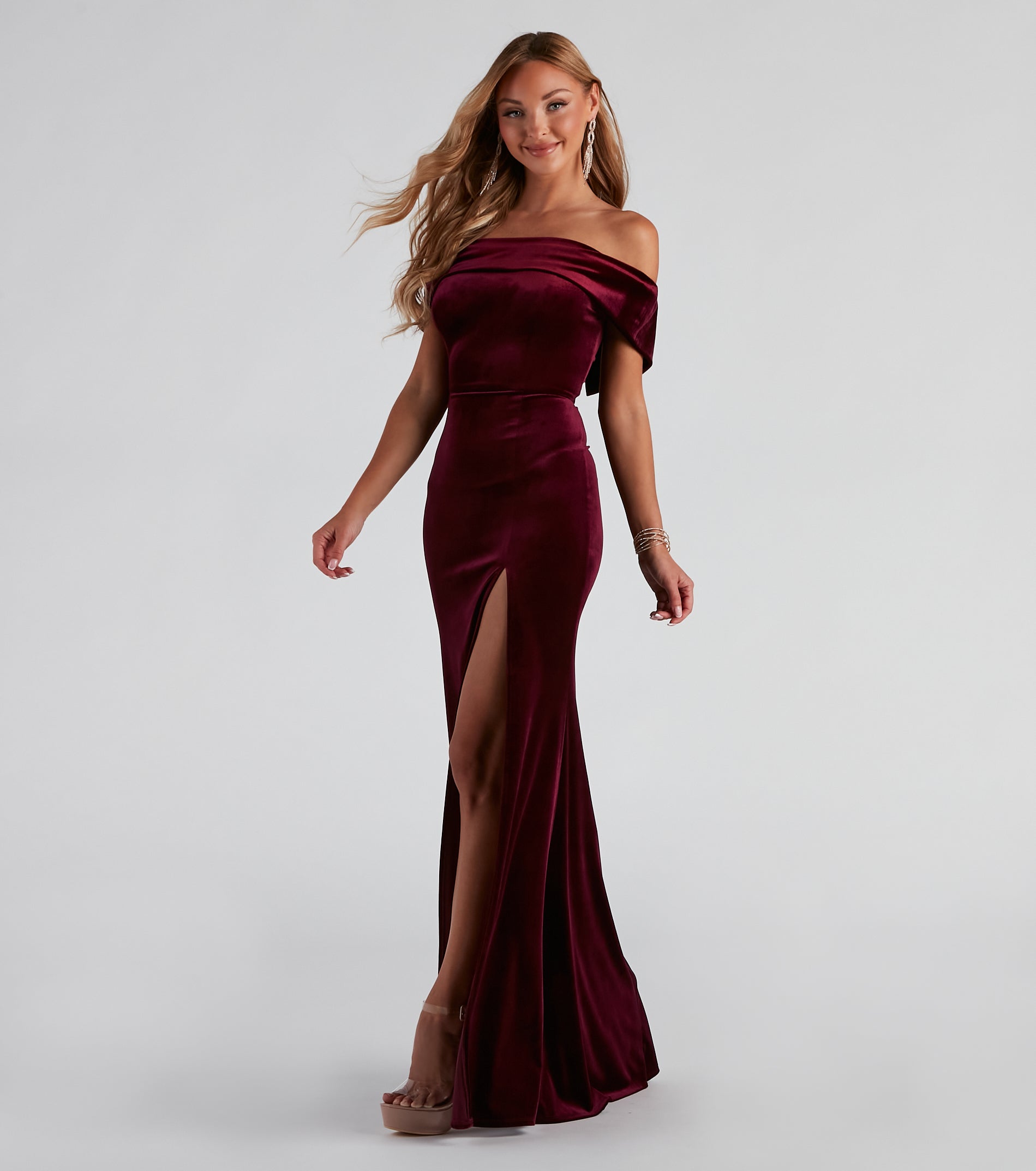 Olivia Formal Velvet Off-The-Shoulder Dress