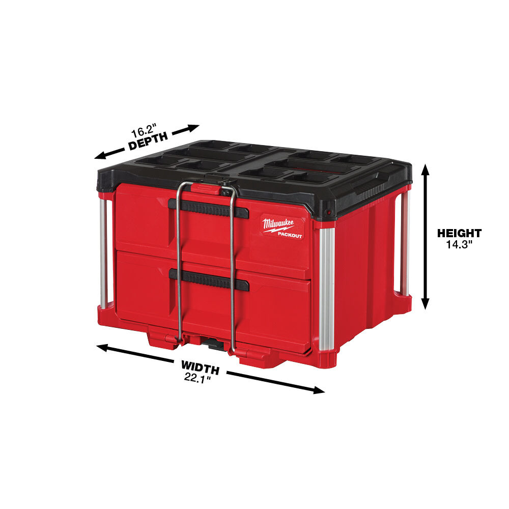 MW PACKOUT XL Tool Box 2 Drawer Tool Box Dolly Bundle 48-22-8429-8442-8410 from MW