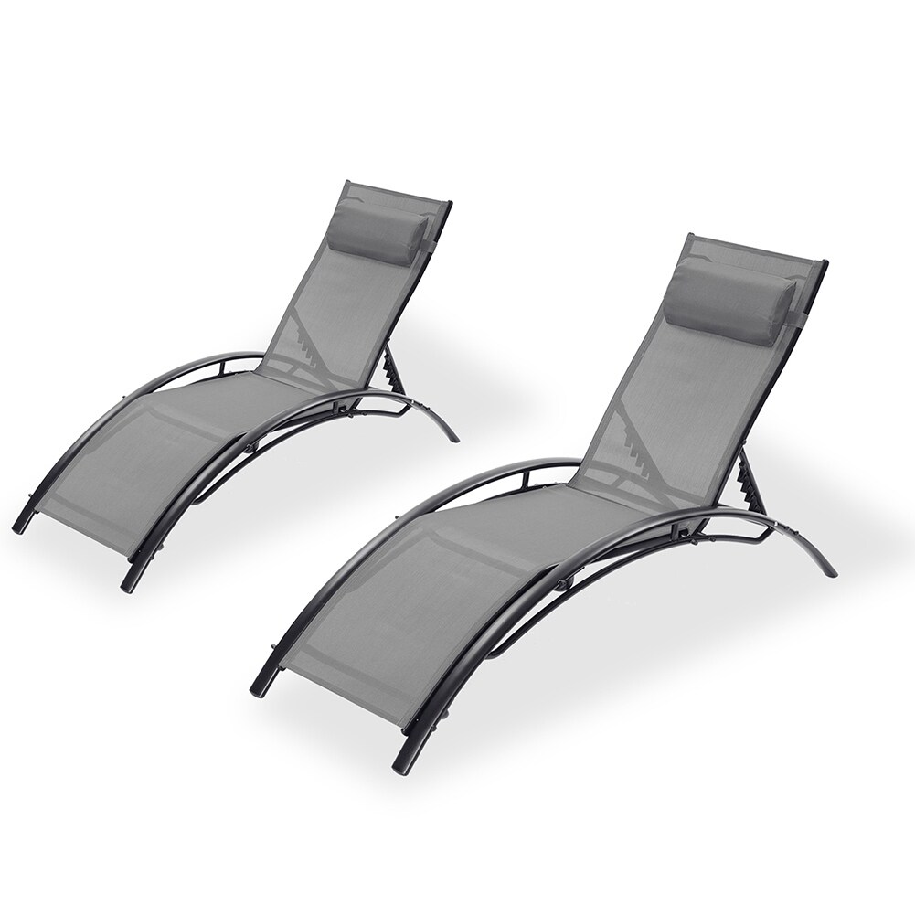 2pcs Set Outdoor Lounges Chaise Lounger Recliner For Sunbathing