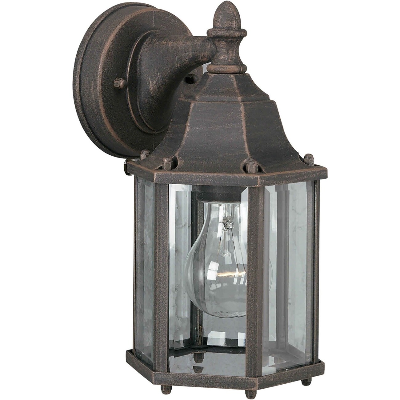 1-Light Painted Rust Outdoor Wall Lantern with Clear Beveled Glass Panels Shopping - The Best Deals on Outdoor Wall Lanterns | 33520373