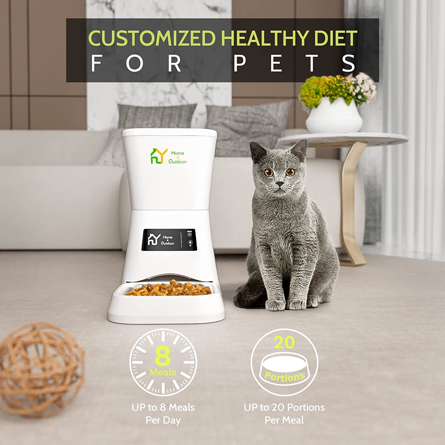 S.Y. 7L Automatic Cat Feeder Wi-Fi Enabled Smart Pet Feeders for Dogs and Cats， Auto Timed Dry Food Dispenser with Portion Control， APP Control