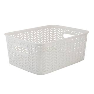 Simplify 4 in. H x 8 in. W x 10 in. D White Plastic Cube Storage Bin 25173-WHITE-ST