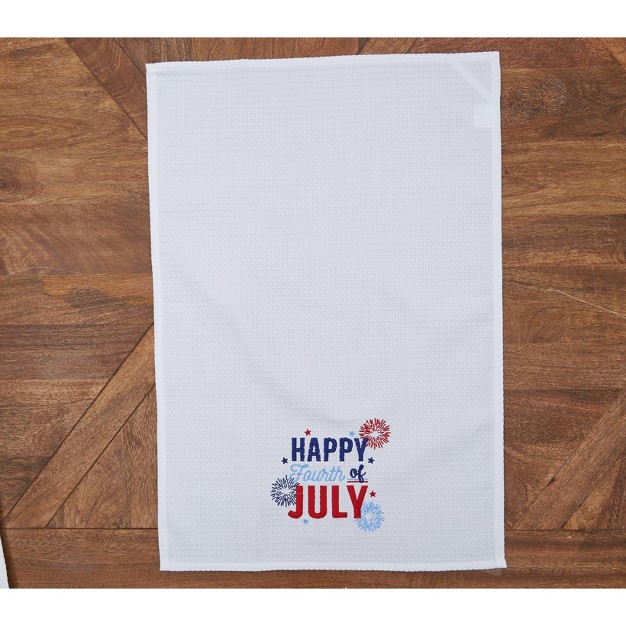 C amp f Home Happy Fourth Of July Embroidered Waffle Weave Kitchen Towel