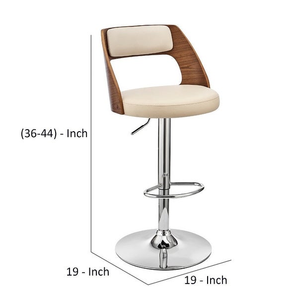 Adjustable Barstool with Open Design Wooden Back - 19 L X 19 W X 44 H Inches